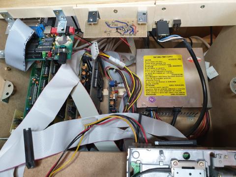 A view inside the wooden case